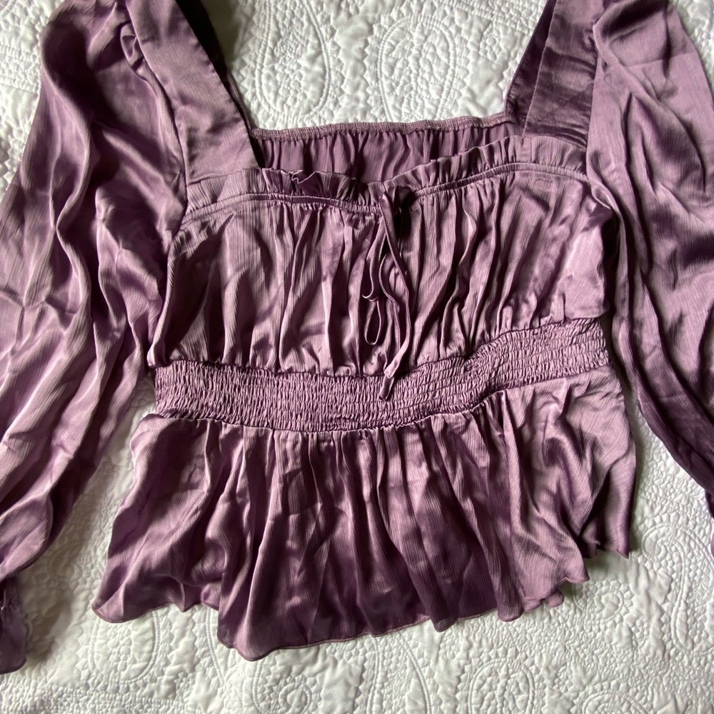 SHEIN CURVE Mauve Smocked Blouse